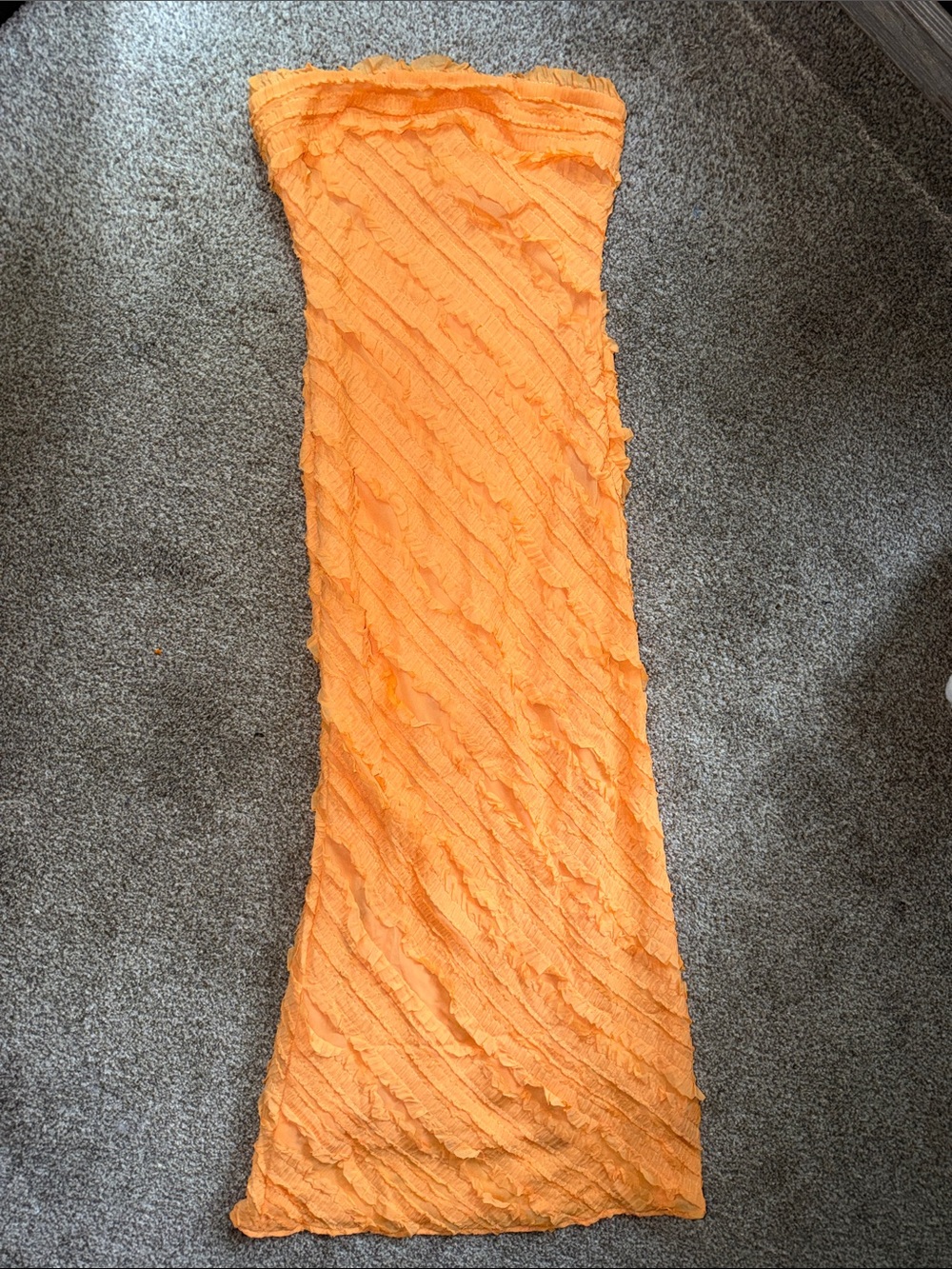 Orange Ruffled Strapless Dress